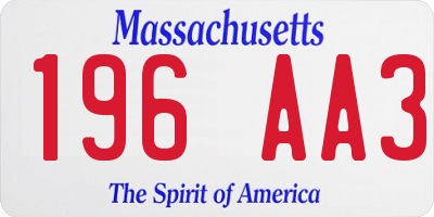 MA license plate 196AA3