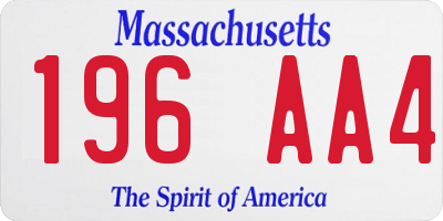 MA license plate 196AA4