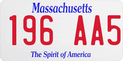 MA license plate 196AA5