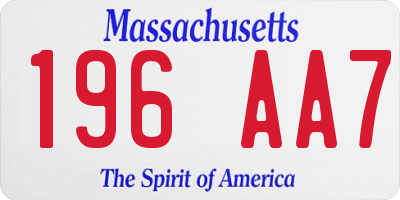 MA license plate 196AA7