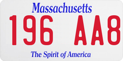 MA license plate 196AA8