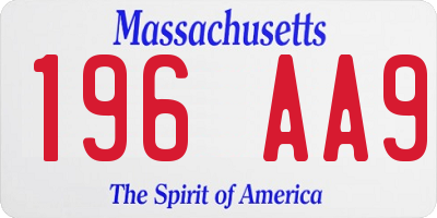MA license plate 196AA9