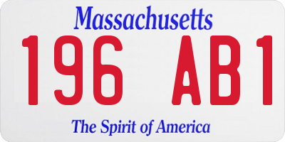 MA license plate 196AB1