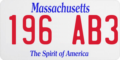 MA license plate 196AB3