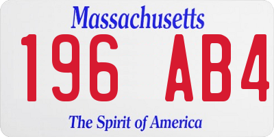MA license plate 196AB4