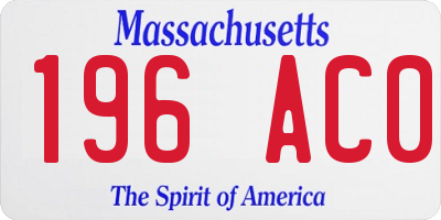 MA license plate 196AC0
