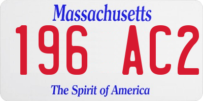 MA license plate 196AC2