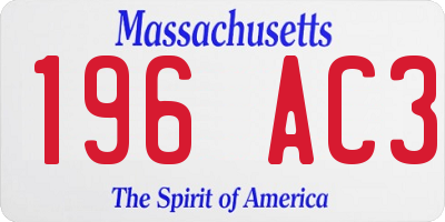 MA license plate 196AC3