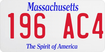 MA license plate 196AC4
