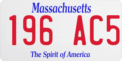 MA license plate 196AC5