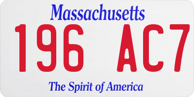 MA license plate 196AC7