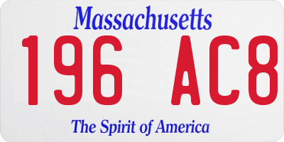 MA license plate 196AC8