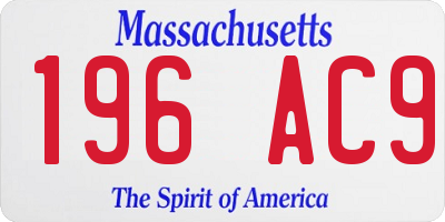 MA license plate 196AC9