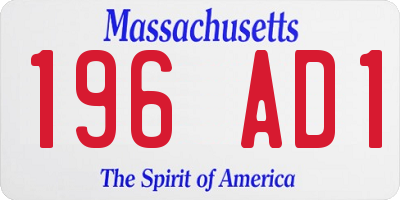 MA license plate 196AD1