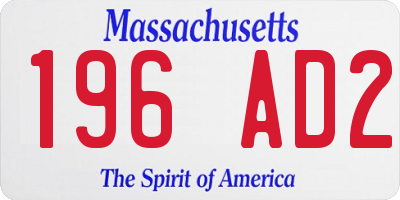 MA license plate 196AD2