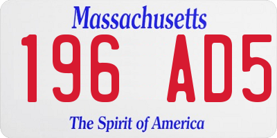 MA license plate 196AD5
