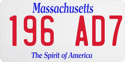 MA license plate 196AD7