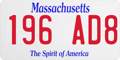 MA license plate 196AD8