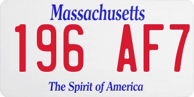 MA license plate 196AF7