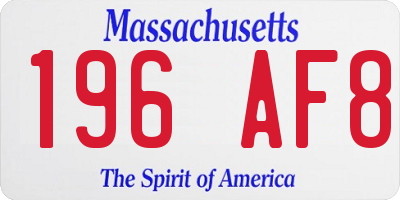 MA license plate 196AF8