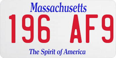 MA license plate 196AF9