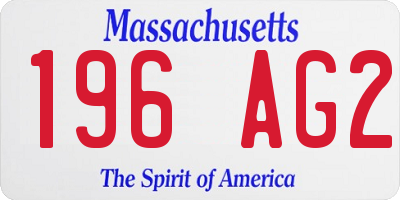 MA license plate 196AG2