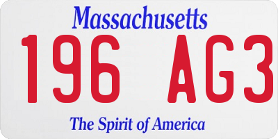 MA license plate 196AG3