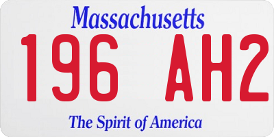 MA license plate 196AH2