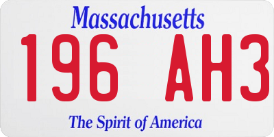 MA license plate 196AH3