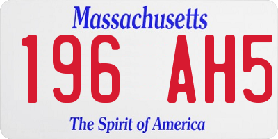 MA license plate 196AH5