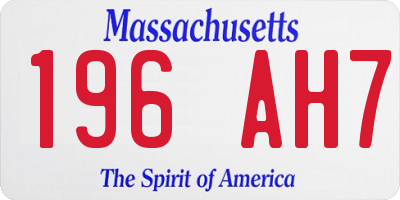 MA license plate 196AH7