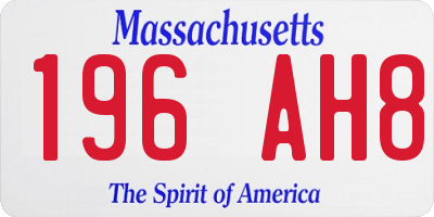 MA license plate 196AH8