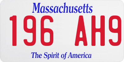 MA license plate 196AH9