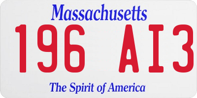 MA license plate 196AI3