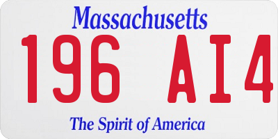 MA license plate 196AI4