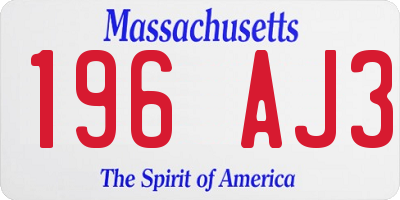 MA license plate 196AJ3