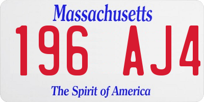 MA license plate 196AJ4