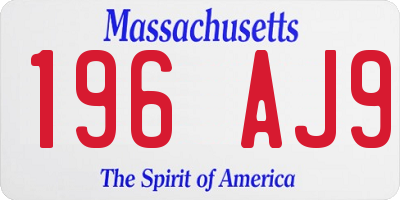 MA license plate 196AJ9