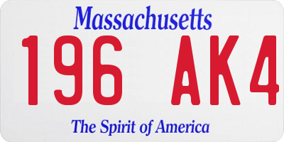 MA license plate 196AK4