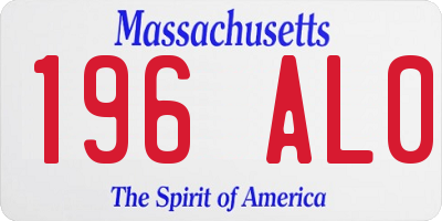 MA license plate 196AL0