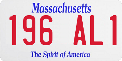 MA license plate 196AL1