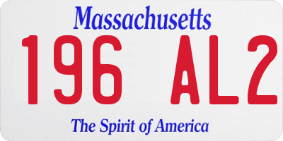 MA license plate 196AL2