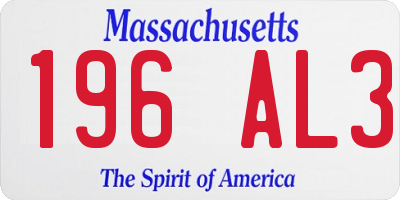 MA license plate 196AL3