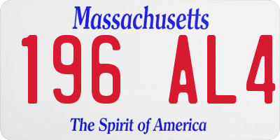 MA license plate 196AL4