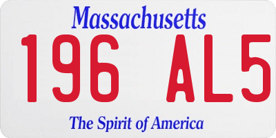 MA license plate 196AL5