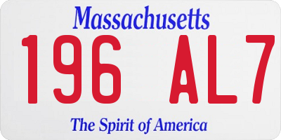 MA license plate 196AL7