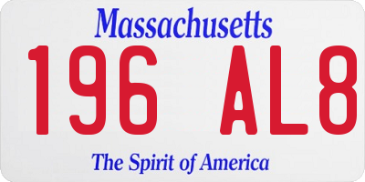MA license plate 196AL8