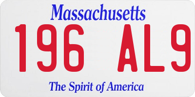 MA license plate 196AL9