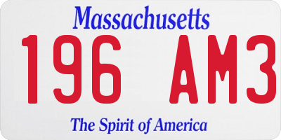 MA license plate 196AM3