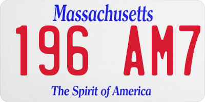 MA license plate 196AM7